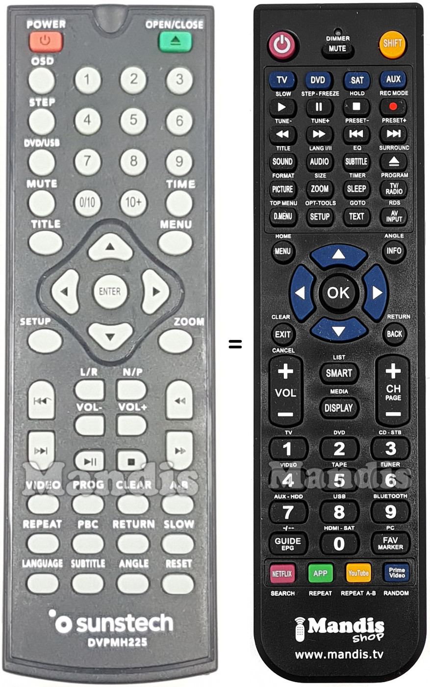 Replacement remote control DVPMH225