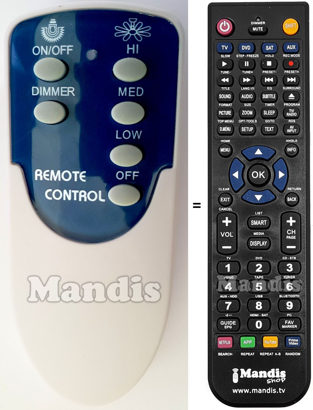Replacement remote control AA1