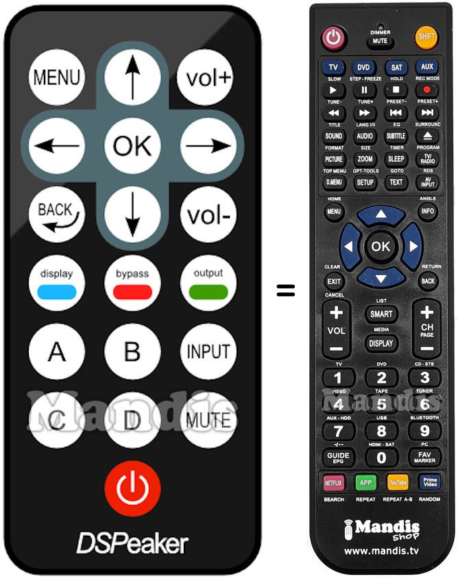 Replacement remote control DSPEAKER HVS50414