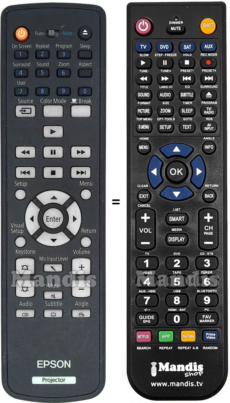 Replacement remote control Epson EH-DM3