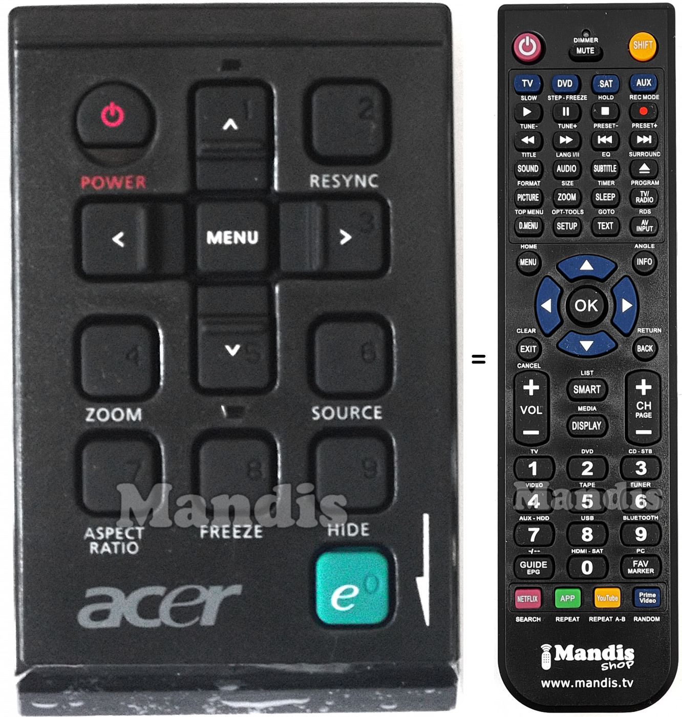 Replacement remote control Acer VZ.J5600.001