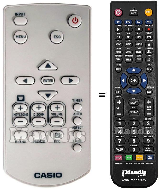 Replacement remote control Casio YT-150