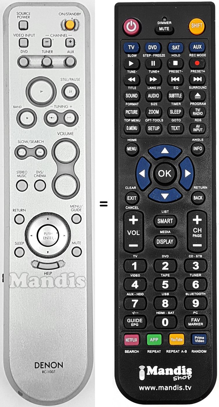 Replacement remote control Denon RC-1007