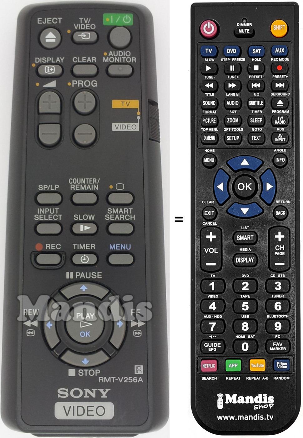 Replacement remote control RMT-V 256 A