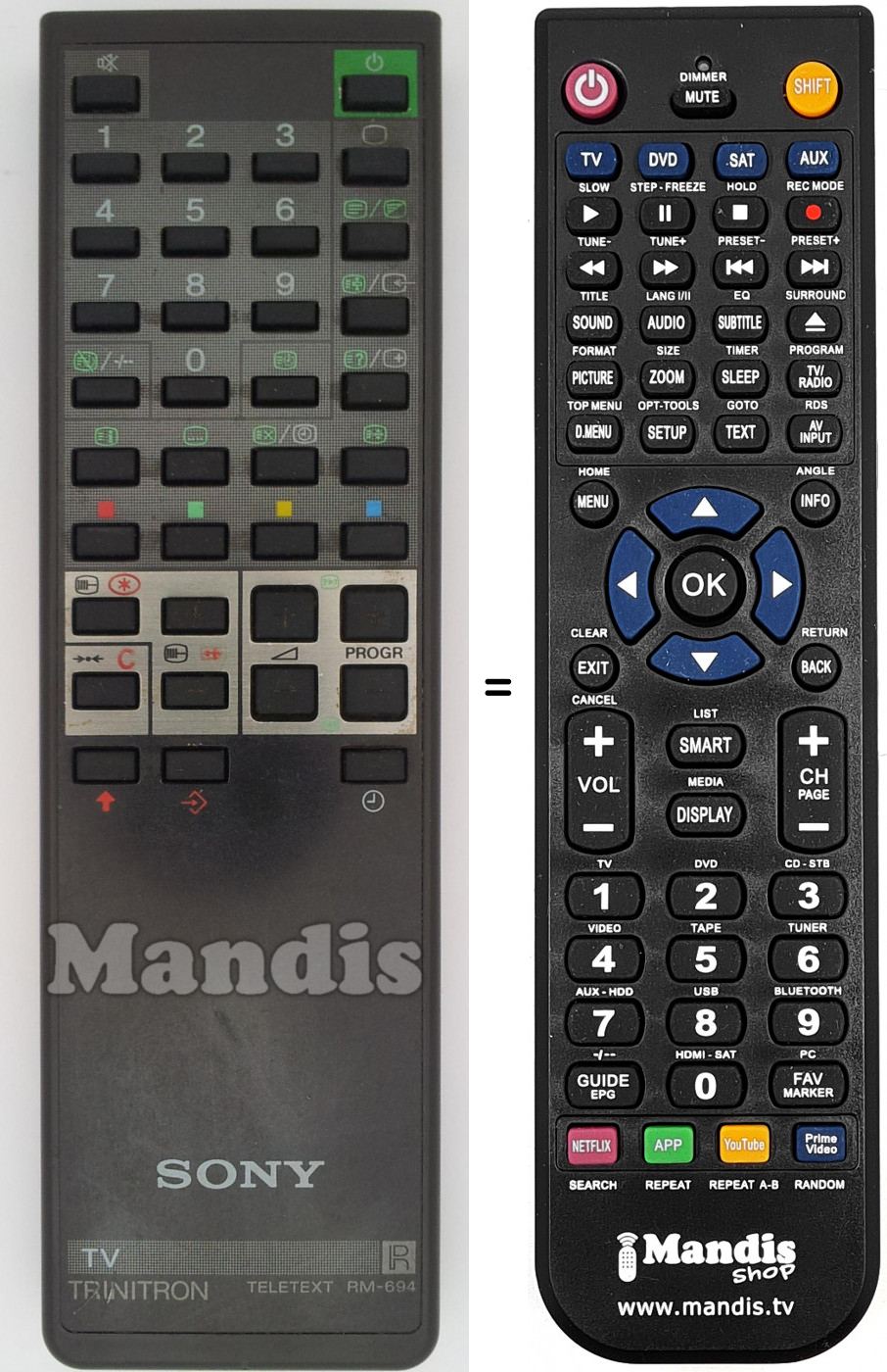 Replacement remote control Sony RM-694