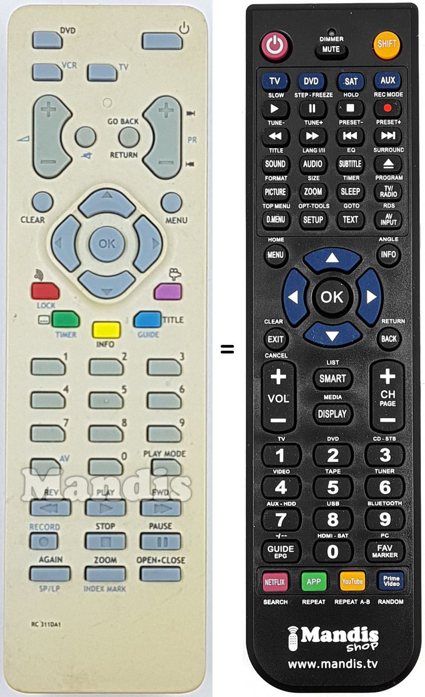 Replacement remote control Thomson RC311DA1