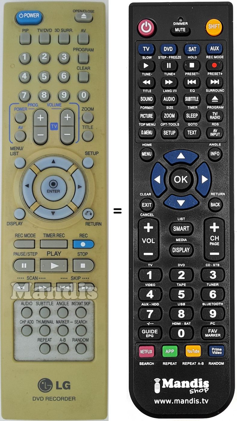 Replacement remote control LG 6711R1N148B