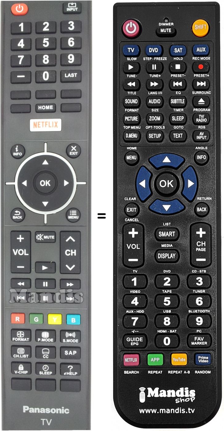 Replacement remote control Panasonic 845-050-05B4