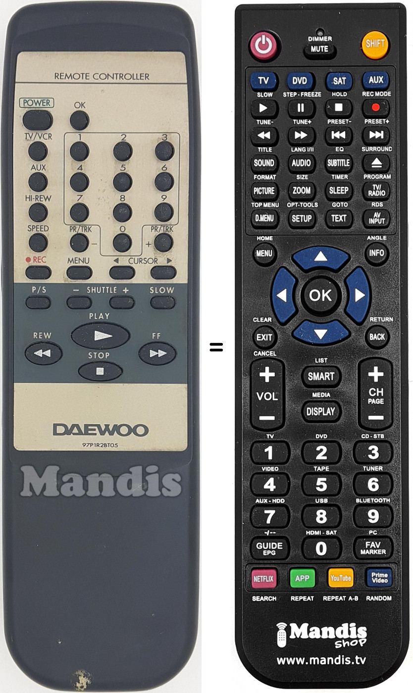 Replacement remote control 97P1R2BT05