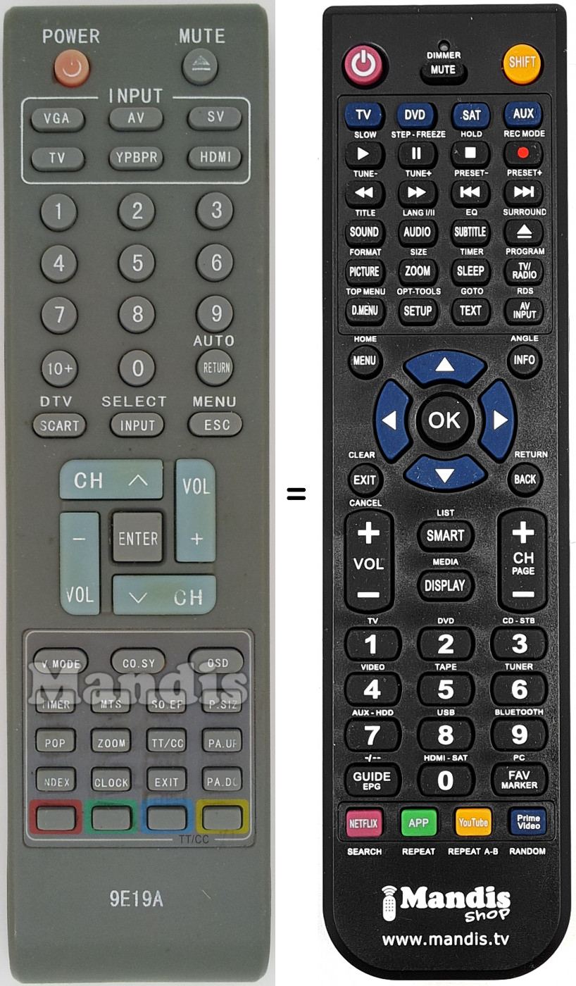Replacement remote control 9E19A