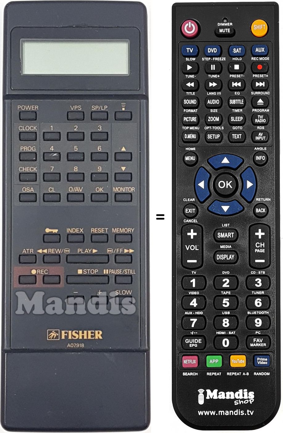 Replacement remote control A07918