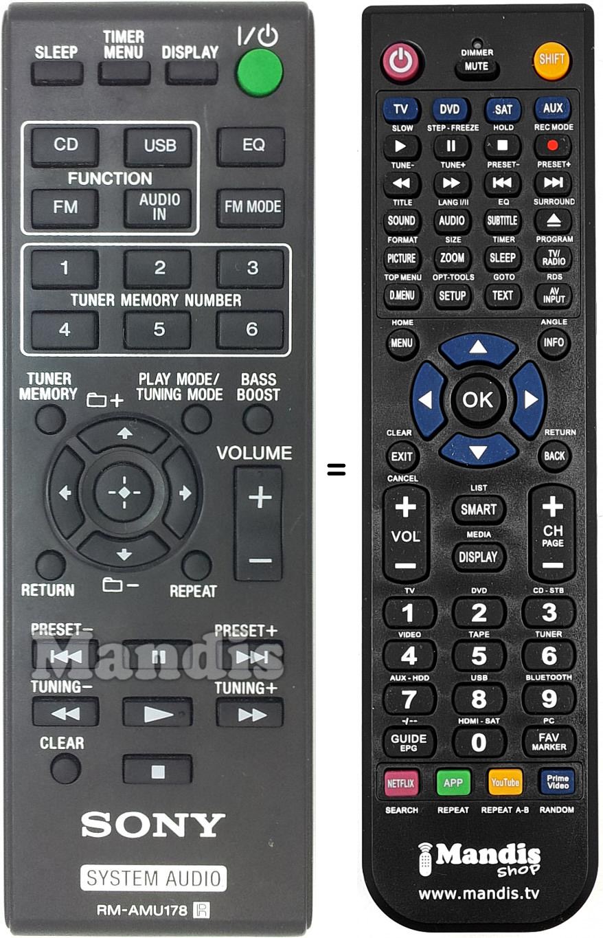 Replacement remote control Sony RM-AMU178