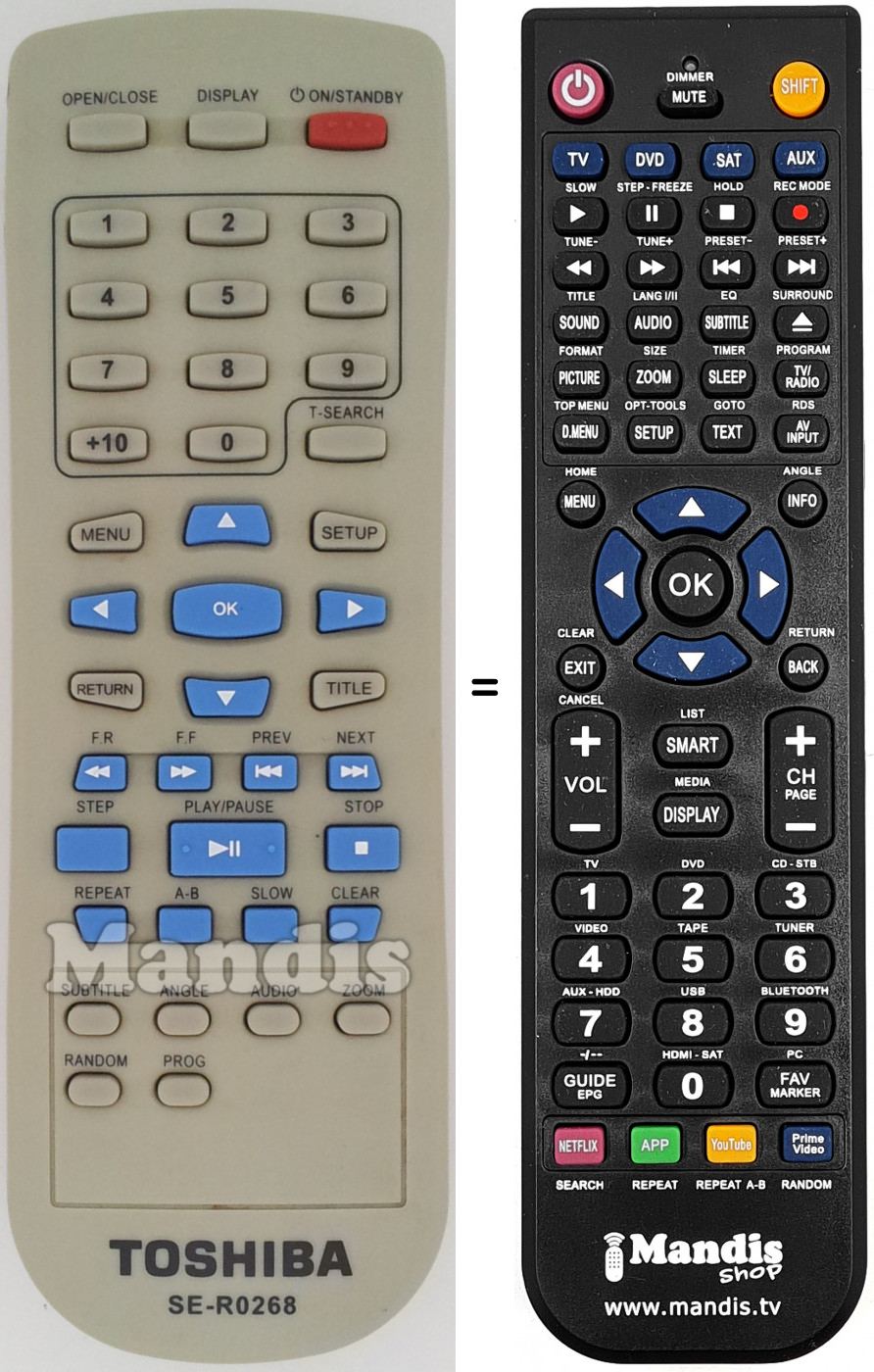 Replacement remote control Toshiba SE-R0268