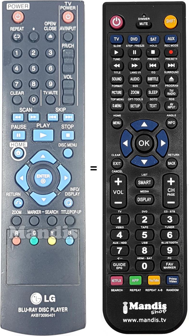 Replacement remote control LG AKB73095401