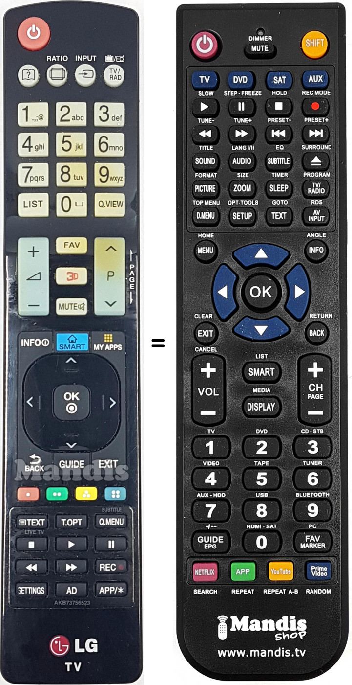 Replacement remote control AKB73756523