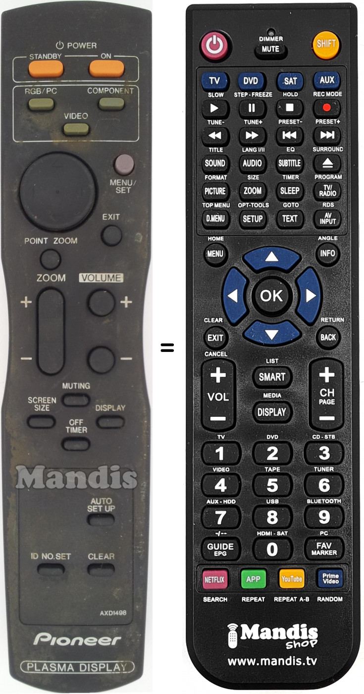 Replacement remote control Pioneer AXD 1498