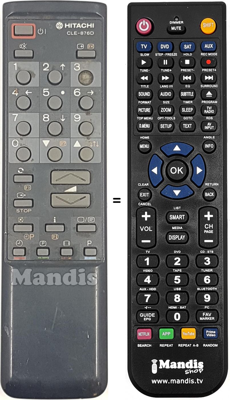 Replacement remote control CLE-876D