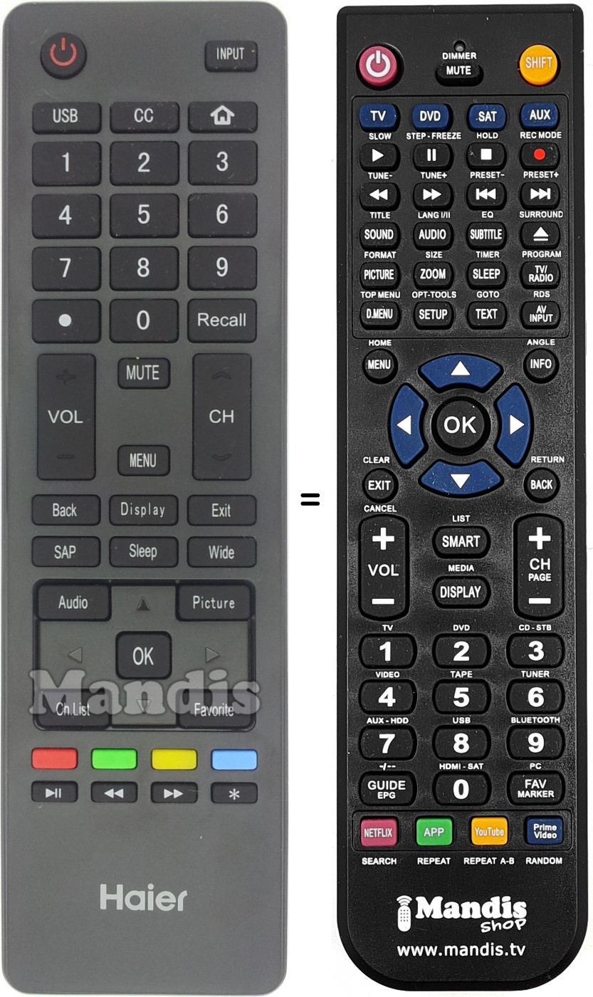 Replacement remote control HTR-A18M