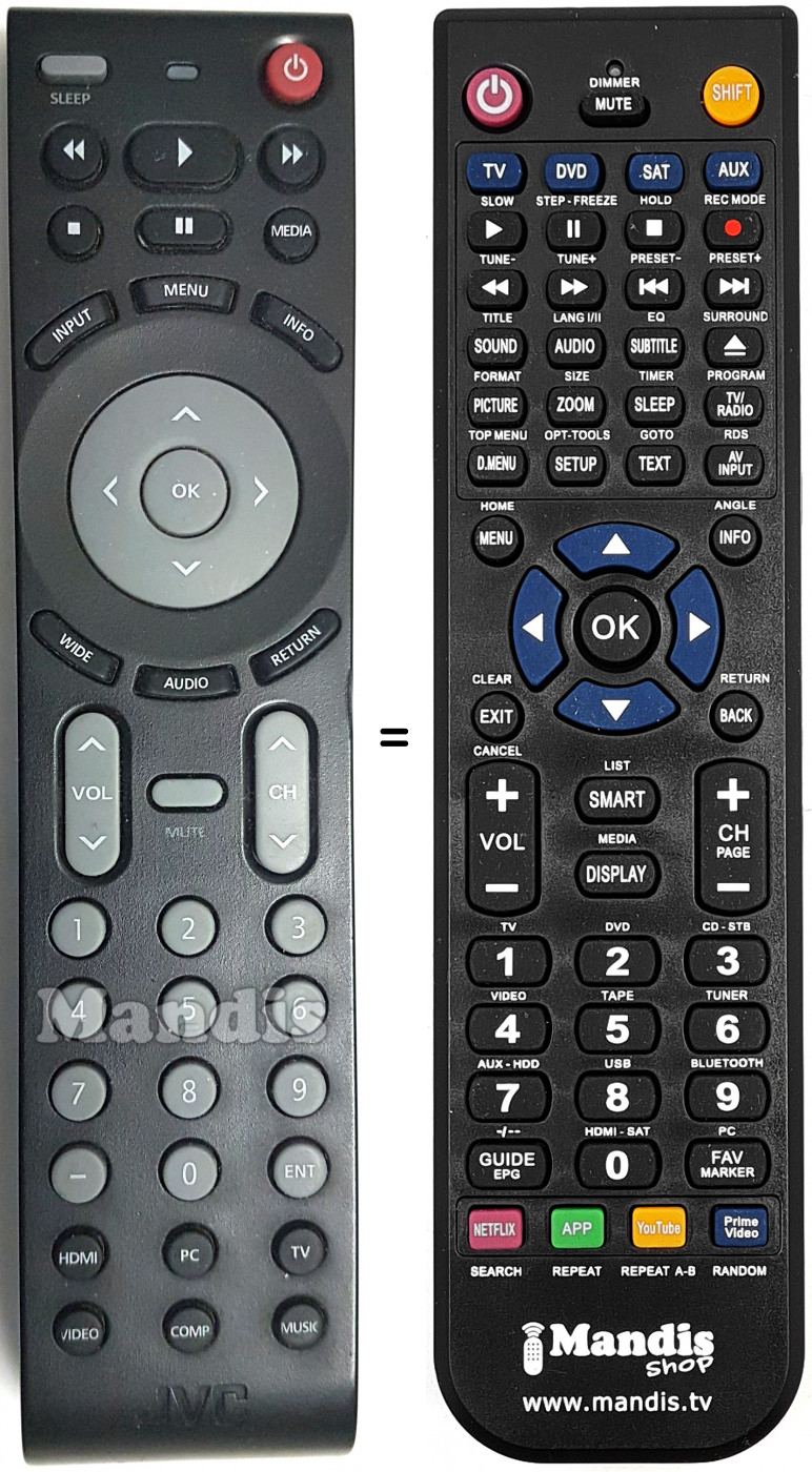 Replacement remote control JVC EM32T