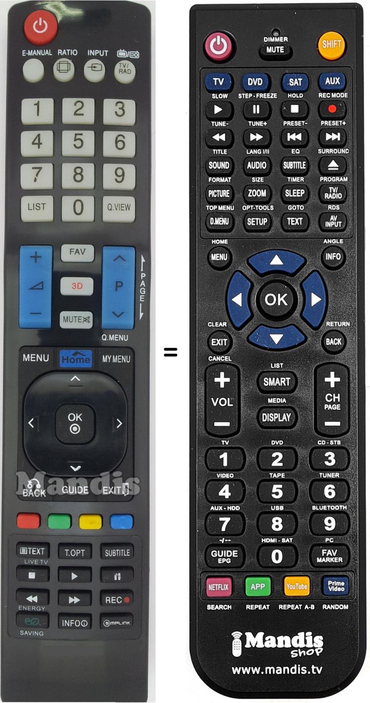 Replacement remote control LG AKB73615309