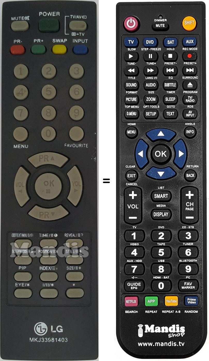 Replacement remote control MKJ33981403