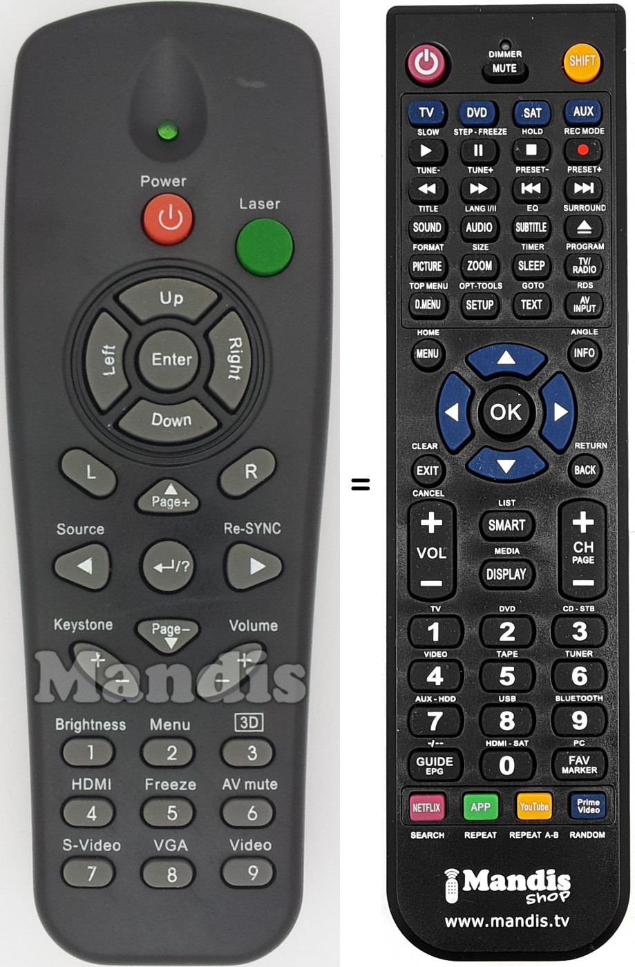 Replacement remote control Optoma007