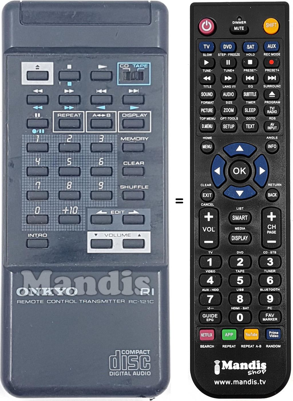Replacement remote control RC-121C