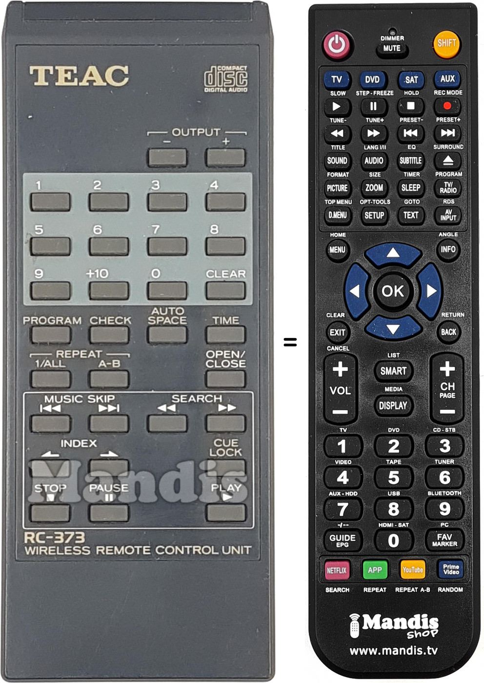 Replacement remote control RC-373