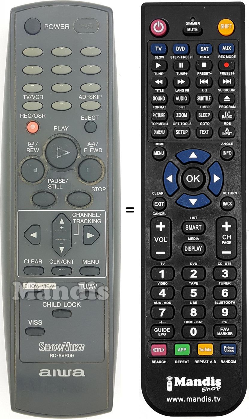 Replacement remote control RC-8 VR 09