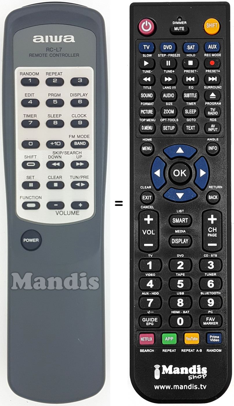 Replacement remote control RC-L7