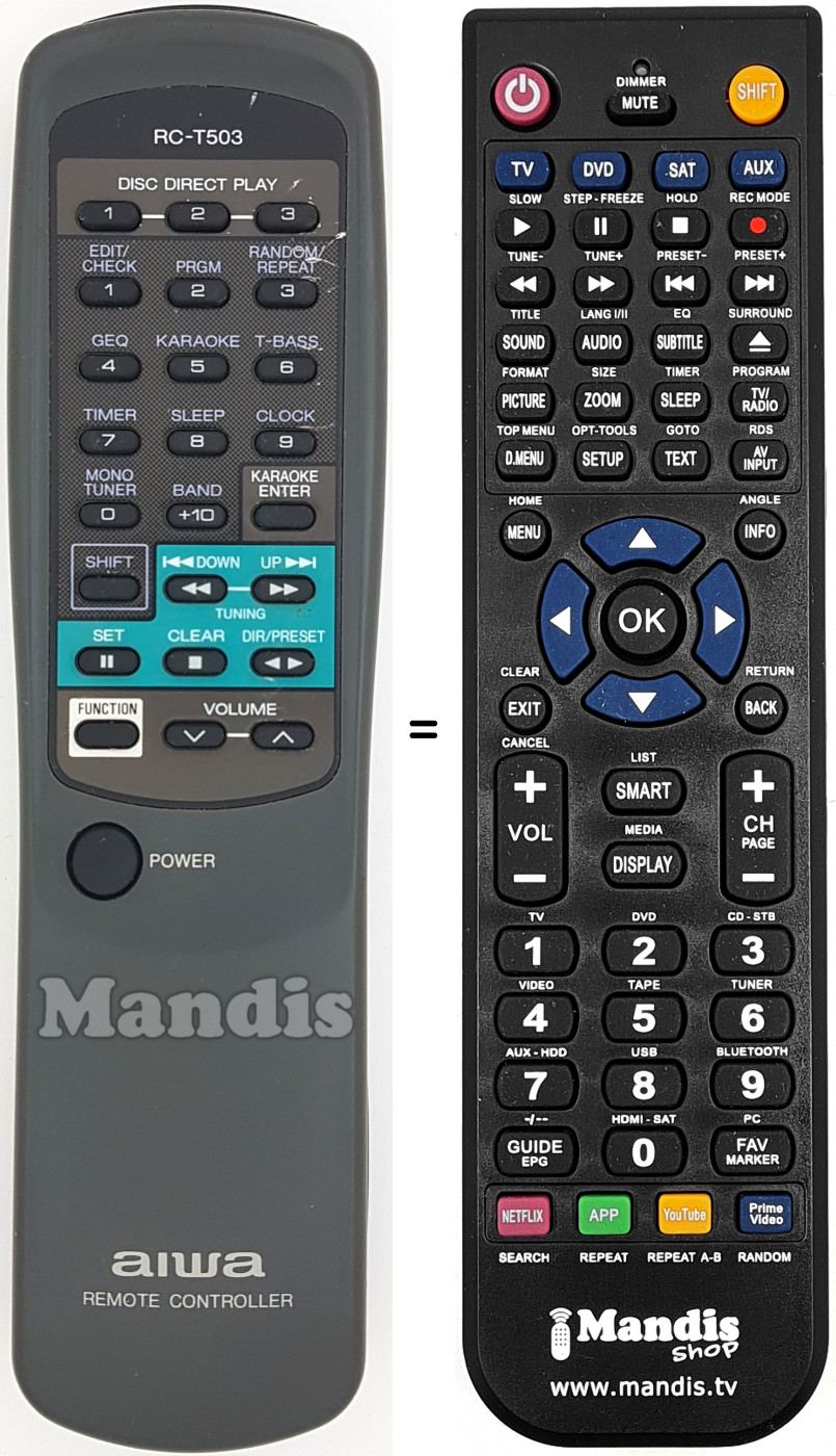 Replacement remote control RC-T 503