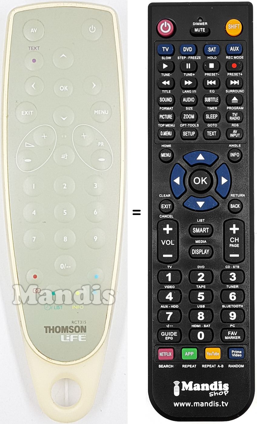 Replacement remote control RCT 315