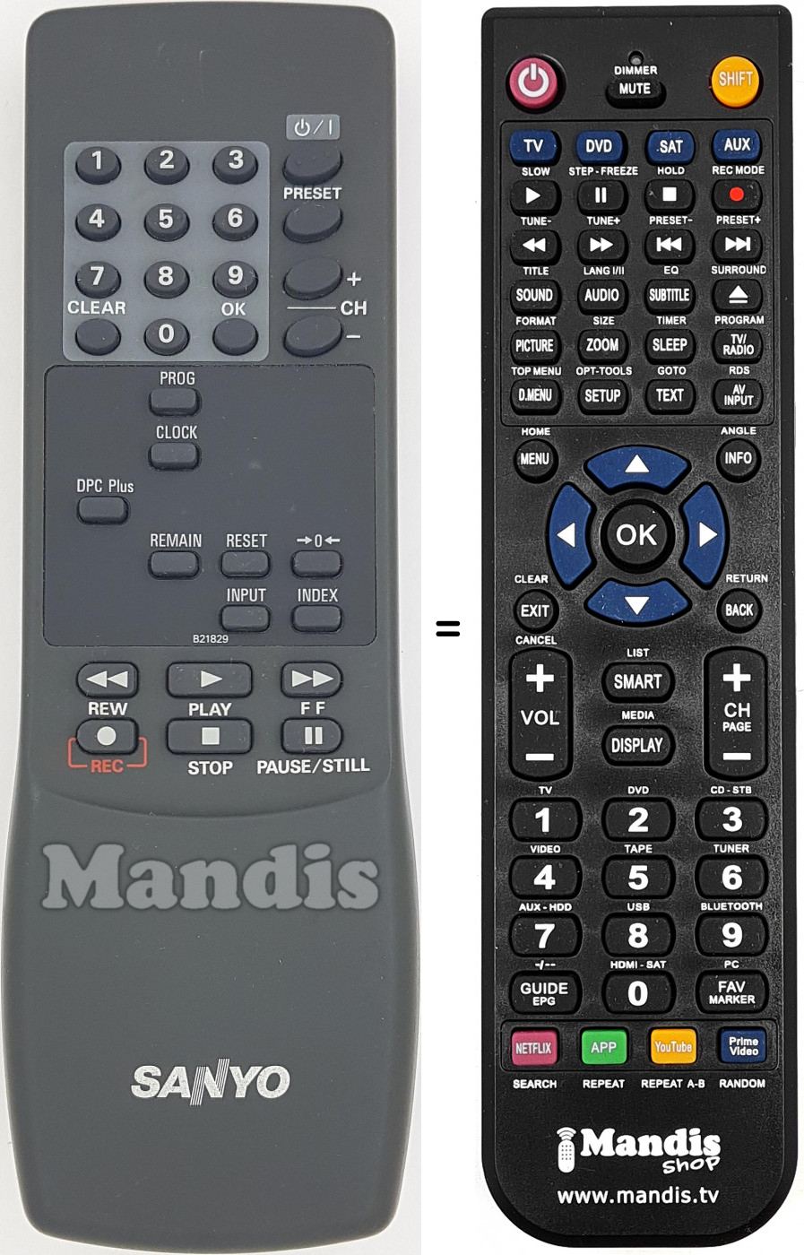 Replacement remote control REMCON1624