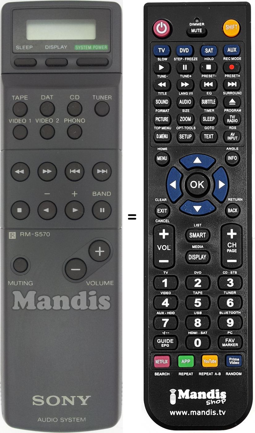 Replacement remote control Sony RM-S570