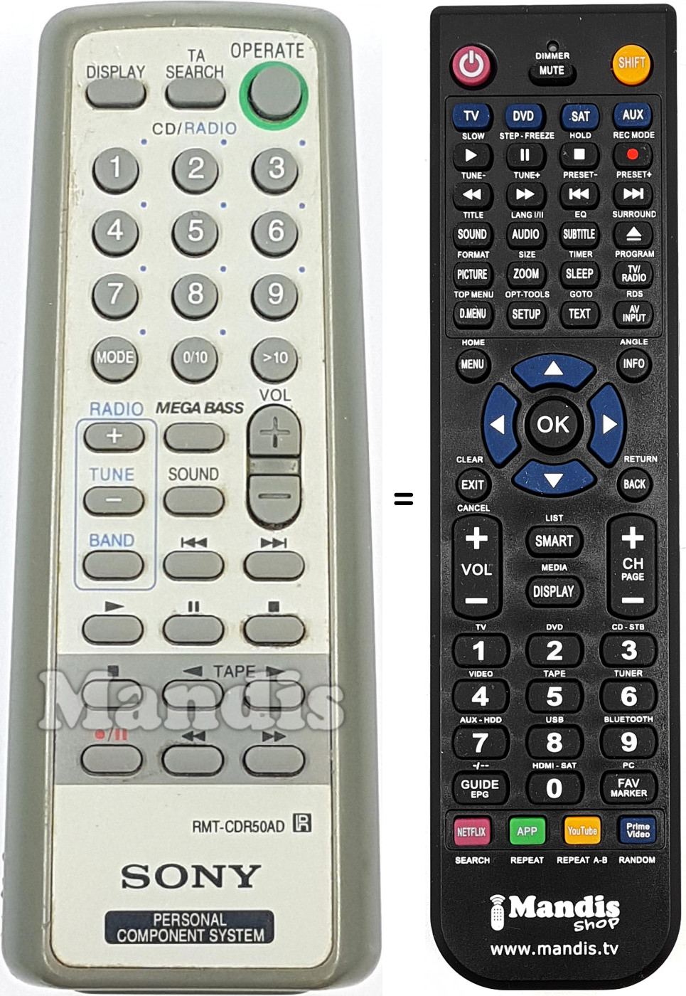 Replacement remote control RMT-CDR50AD
