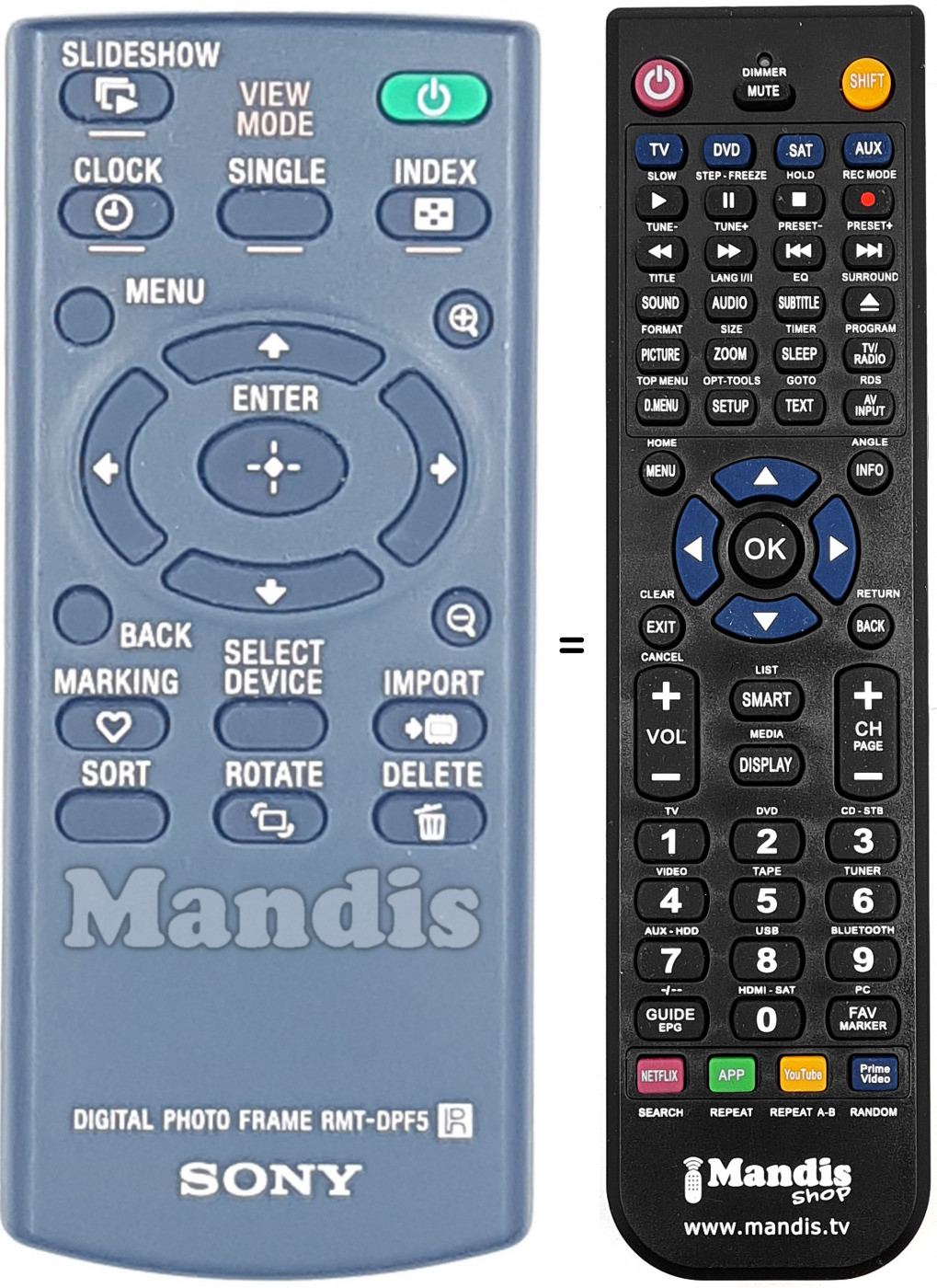 Replacement remote control RMT-DPF5