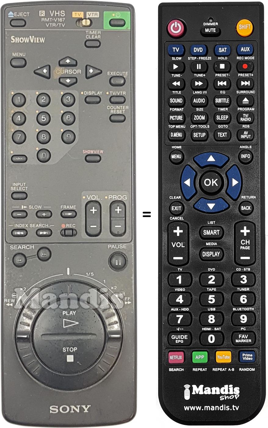 Replacement remote control Sony RMT-V167