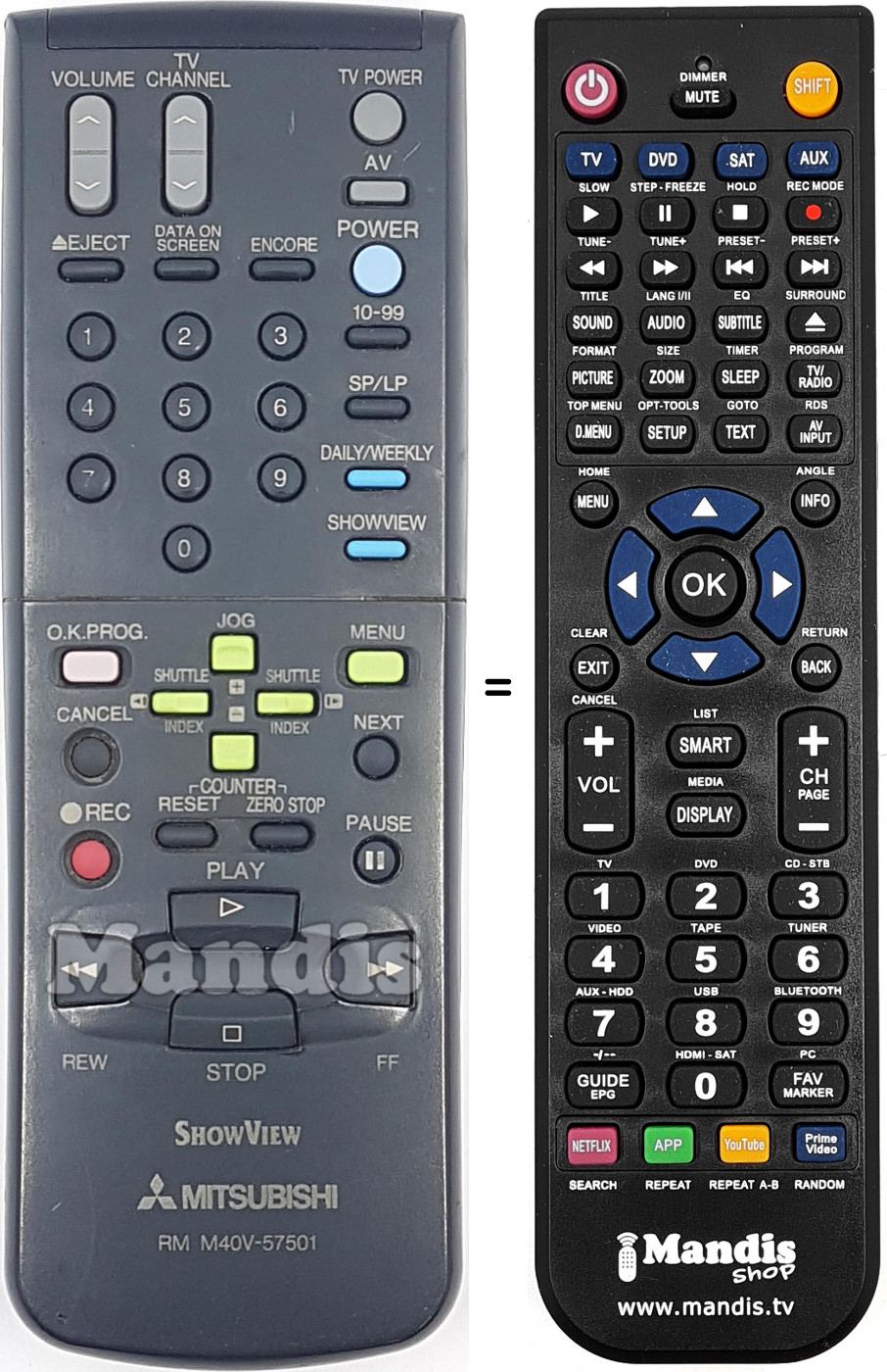 Replacement remote control RM M40V-57501 Replacement remote control RM M40V-57501