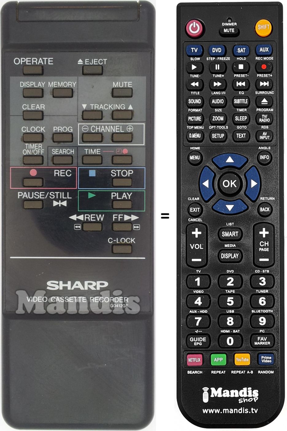 Replacement remote control Sharp G0412GE