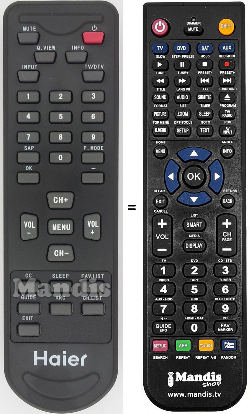 Replacement remote control TV-5620-118