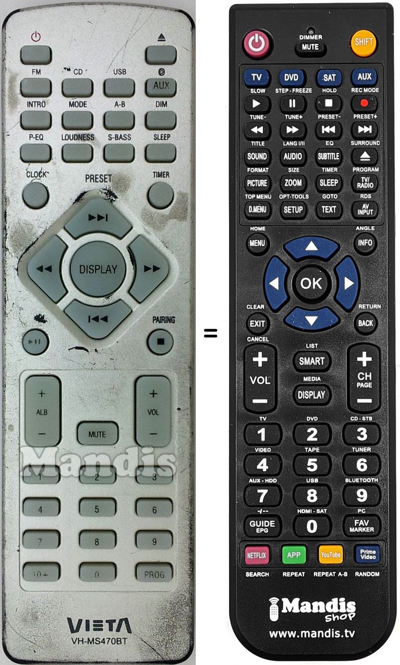 Replacement remote control VH-MS470BT