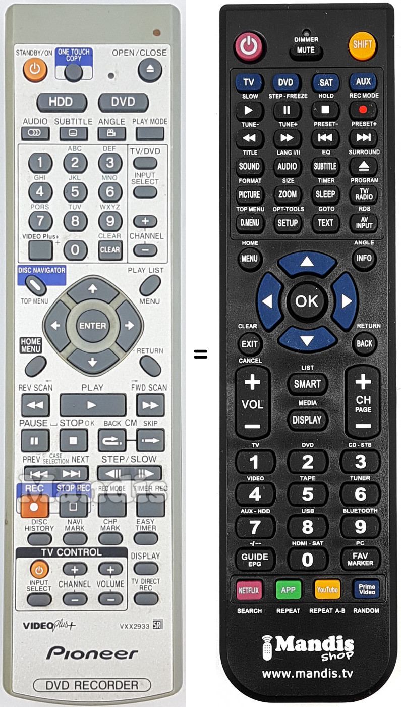 Replacement remote control Pioneer VXX2933