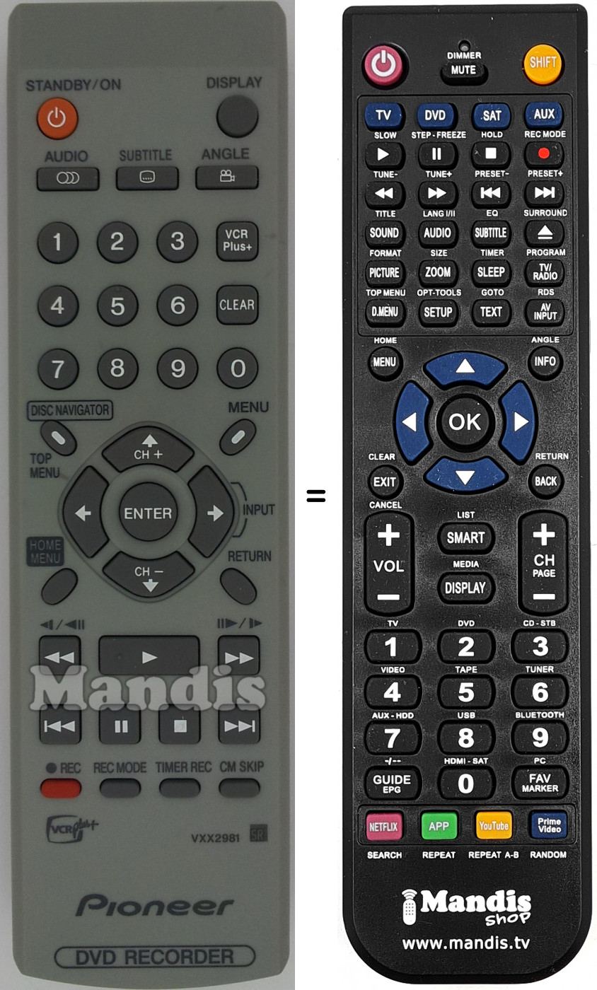 Replacement remote control VXX2981