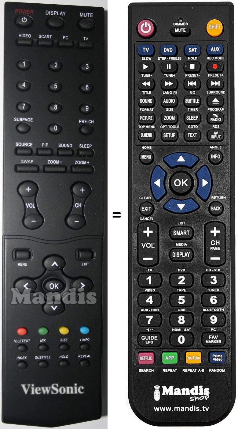 Replacement remote control 98TR7BDTNTVSF