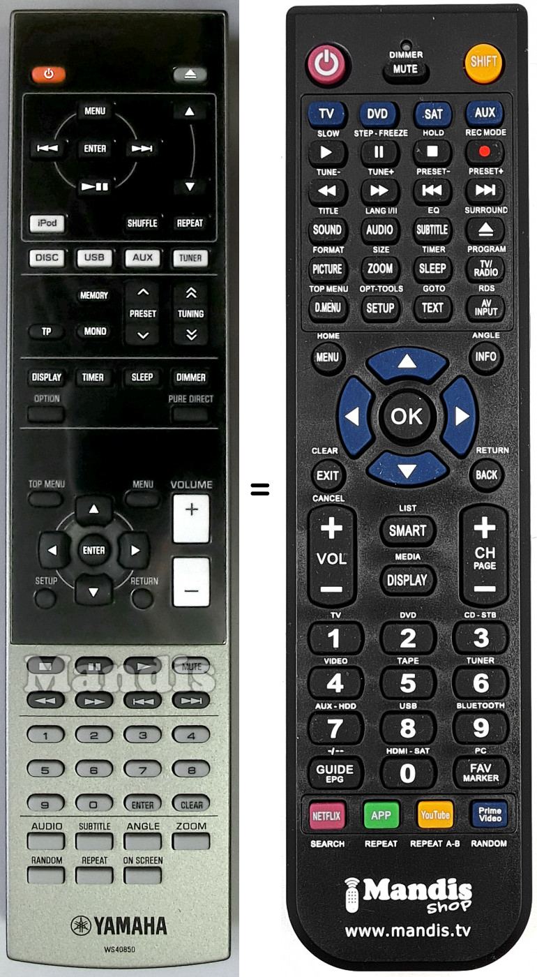 Replacement remote control Yamaha MCR-840
