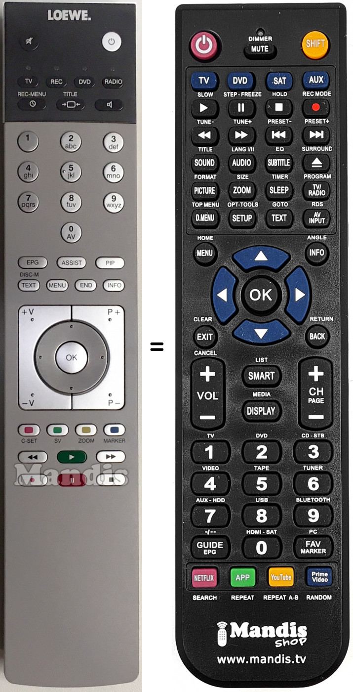 Replacement remote control LOEWE OPTA ASSIST 2