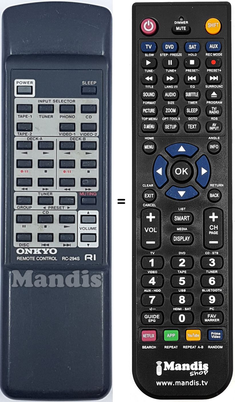 Replacement remote control RC-294S