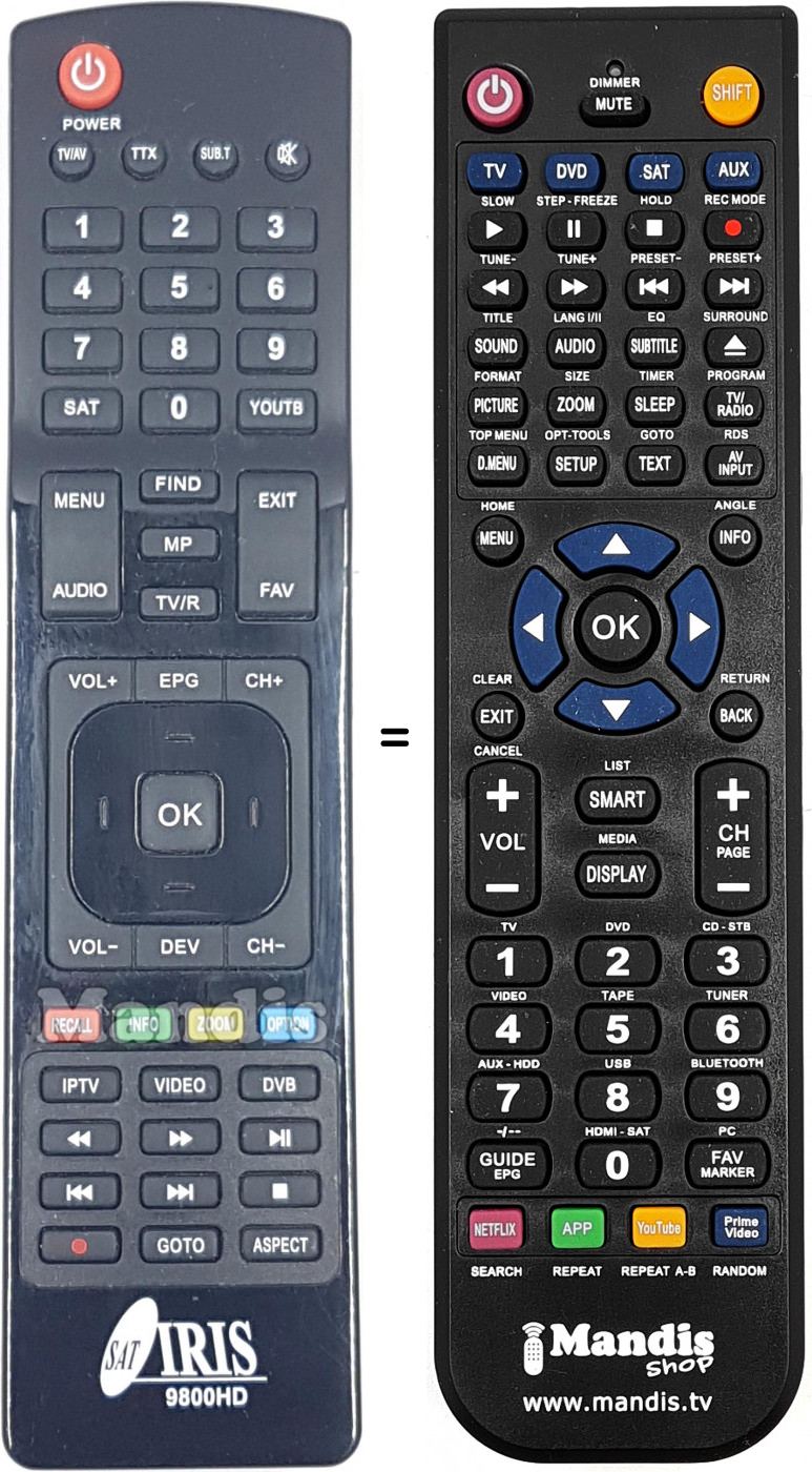 Replacement remote control 9800HD