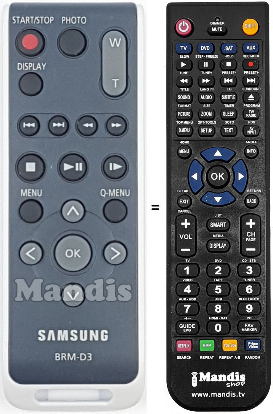 Replacement remote control BRMD3
