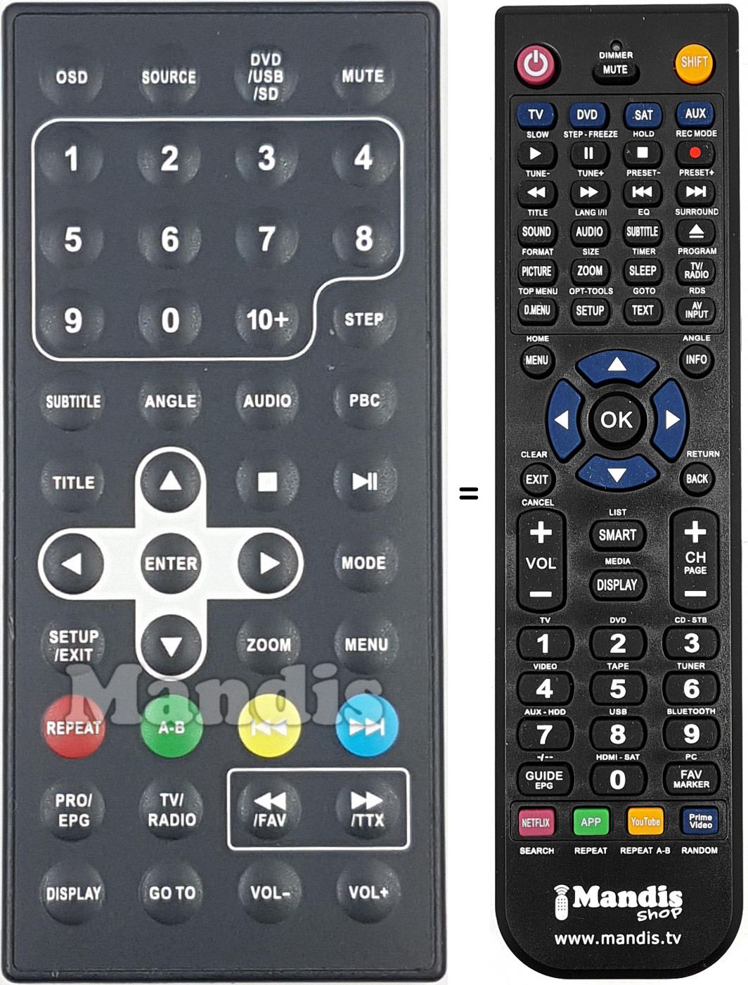 Replacement remote control DMPDT102H3